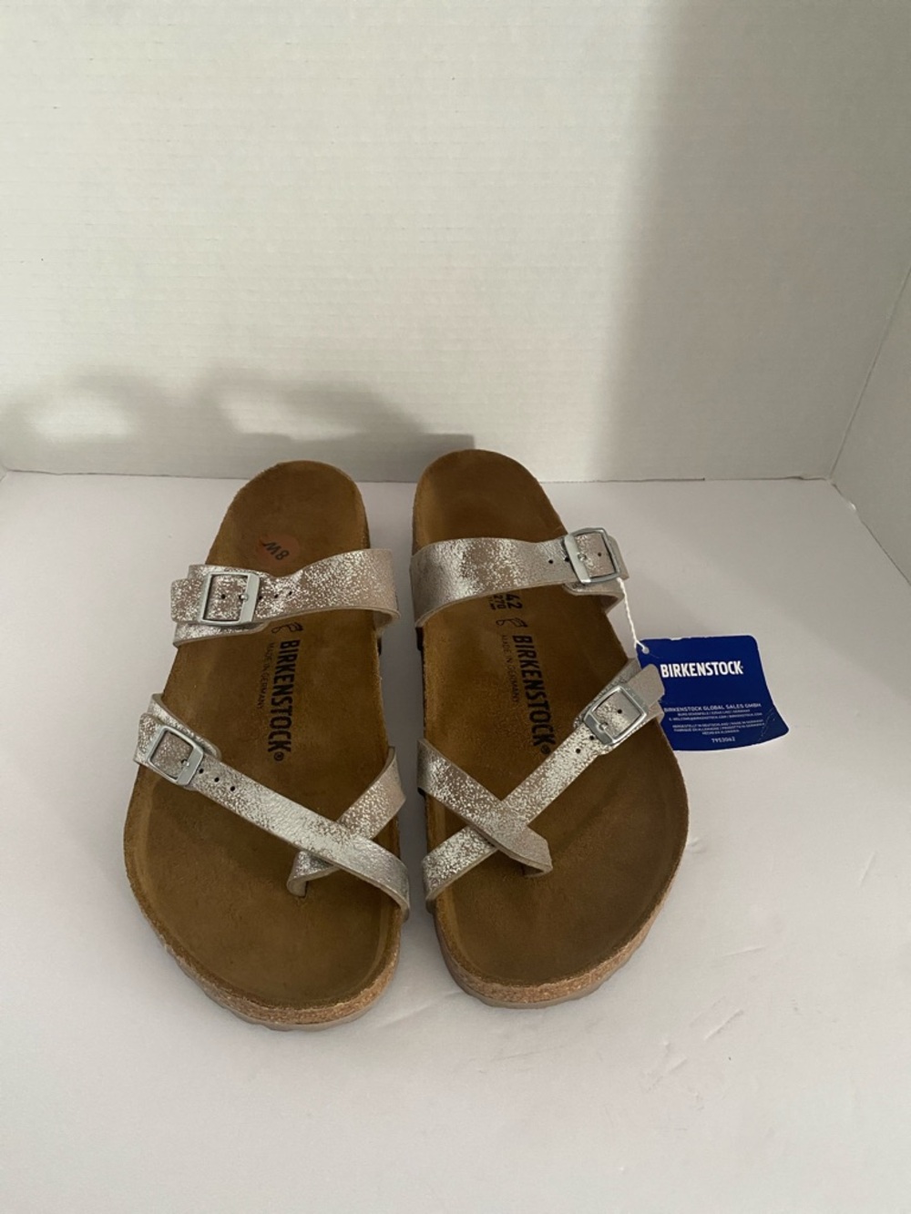 Birkenstock Silver Metallic Cross-Strap Sandals